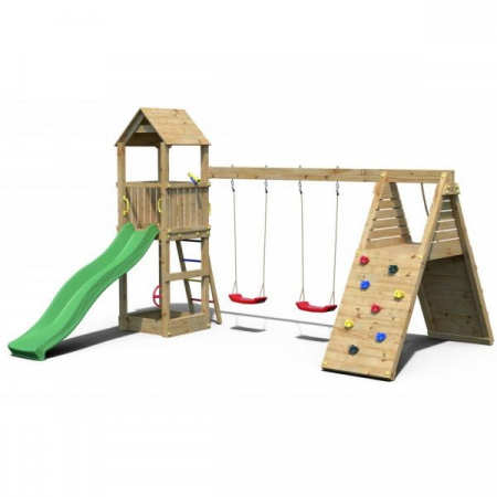 Játszóterek - Fungoo-Loc de joaca din lemn Fungoo FLEPPI cu 2 leagane si catarator 04630PK