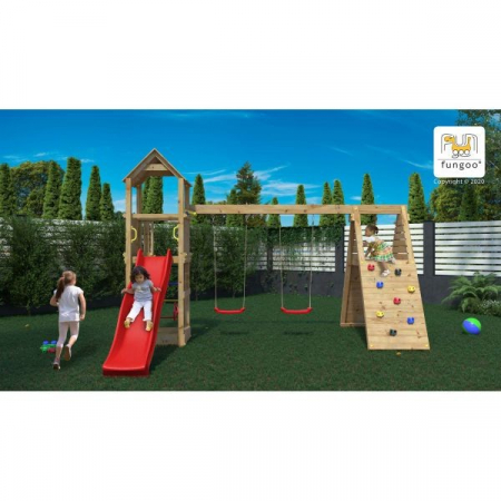 Fungoo-Loc de joaca din lemn Fungoo FLEPPI cu 2 leagane si catarator 04630PK [1]