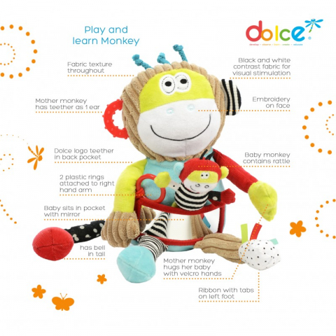 Jucarii 1-3 ani - Dolce-Maimuta Charlie, jucarie interactiva cu activitati, Dolce