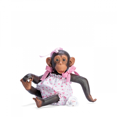 Jucarii 3-5 ani - Asivil-Maimutica Reborn cu Scutec, Costumas Cu Fundite Roz Si Suzeta