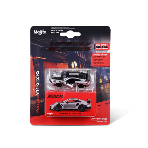 Jucarii educative - MAISTO-Maisto Masinuta Metalica Speed Icons Porsche 911 Gt2 Rs Silver Black Scara 1 La 64