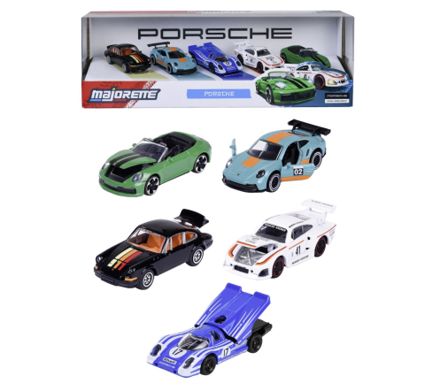 Jucarii educative - Simba-Majorette Set 5 Masinute Metalice Porsche 2 Modele Exclusive Scara 1 La 64