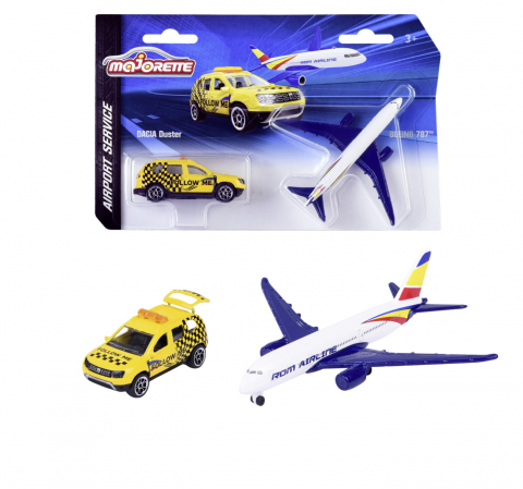 Játékok 50 RON alatt - Majorette Set Masinuta Dacia Duster Si Avion Boeing 787
