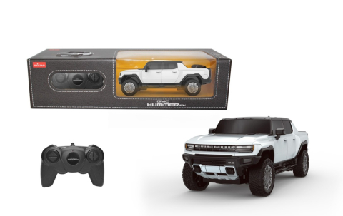 Jucarii educative - Rastar-Masina Cu Telecomanda Hummer Ev Alb Cu Scara 1 La 24
