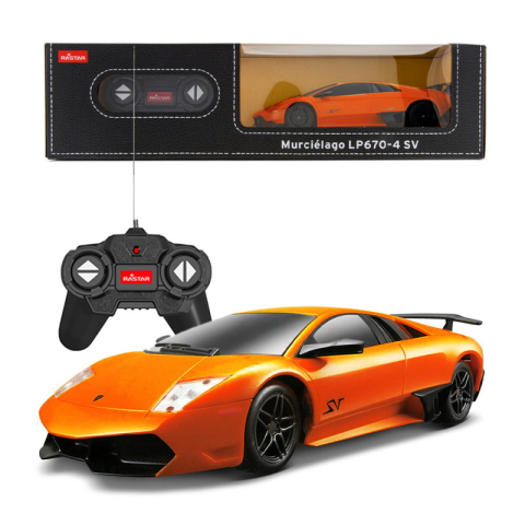 Jucarii educative - Rastar-Masina Cu Telecomanda Lamborghini Murcielago Lp670 Portocaliu Cu Scara 1 La 24