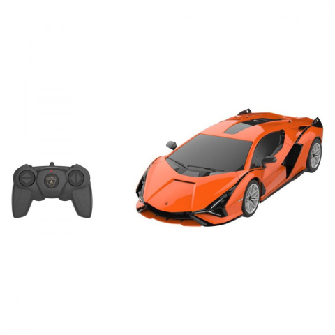 Jucarii educative - Rastar-Masina Cu Telecomanda Lamborghini Sian Portocaliu Cu Scara 1 La 24