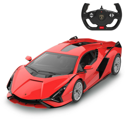 Jucarii educative - Rastar-Masina Cu Telecomanda Lamborghini Sian Rosu Cu Scara 1 La 14