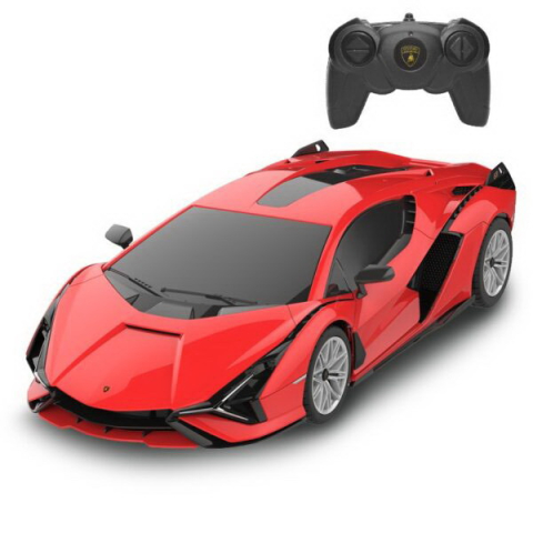 Jucarii educative - Rastar-Masina Cu Telecomanda Lamborghini Sian Rosu Cu Scara 1 La 24