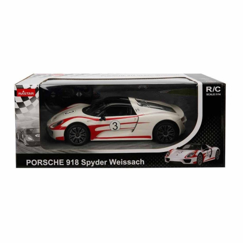 Jucarii educative - Rastar-Masina Cu Telecomanda Porsche 918 Spyder Weissach Alb Scara 1 La 14
