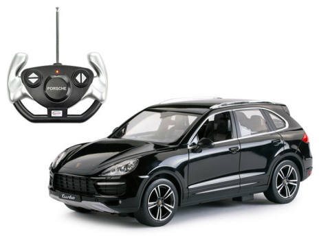 Jucarii educative - Rastar-Masina Cu Telecomanda Porsche Cayenne Turbo Negru Cu Scara 1 La 14