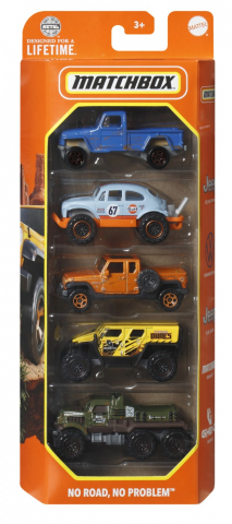 Játékok 3-5 éveseknek - Matchbox Set 5 Masinute Metalice Mbx No Road No Problem Scara 1:64