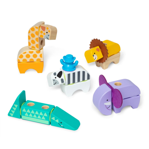 Melissa And Doug Set De Constructie Din Lemn Animale Din Safari [1]