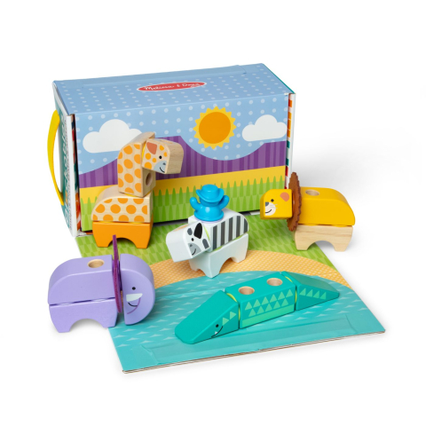 Melissa And Doug Set De Constructie Din Lemn Animale Din Safari [3]