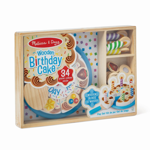 Jucarii educative - Spin Master-Melissa And Doug Set De Joaca Din Lemn Tort Aniversar 