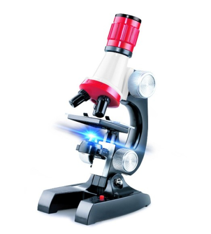 Microscop RS Toys pentru copii, cu lumini si baterii, negru cu rosu [1]