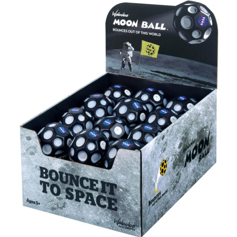 Jucarii educative - Waboba-Minge hiper saritoare - Waboba Moon Ball, neagra cu sigla NASA 