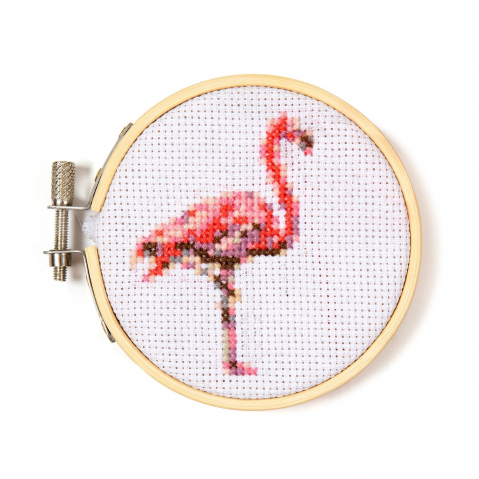 Lucru manual copii - Mini Set de Broderie in Cruciulita – Flamingo