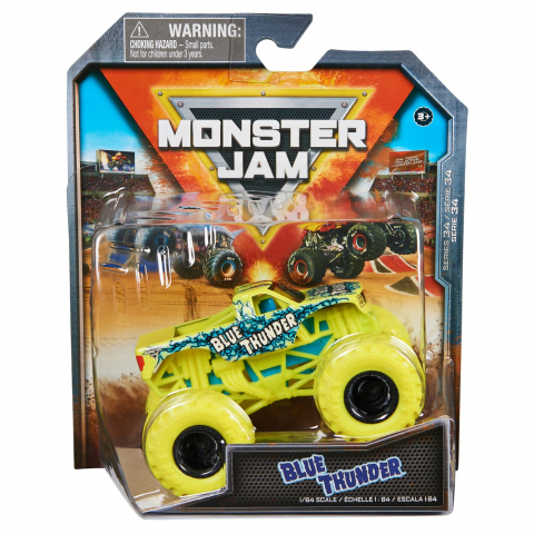 Jucarii sub 50 RON - Monster Jam Masinuta Metalica Blue Thunder Scara 1 La 64