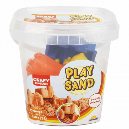 Jucarii 3-5 ani - CRAFY-Nisip kinetic Fun Sand 350 gr Orange si 3 unelte de modelat