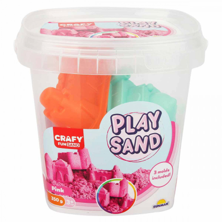 Jucarii 3-5 ani - CRAFY-Nisip kinetic Fun Sand 350 gr Roz si 3 unelte de modelat