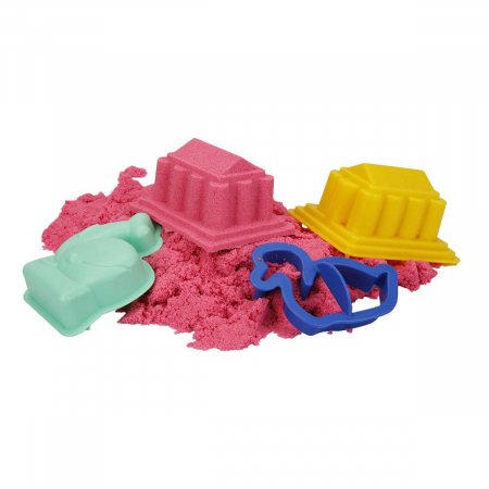 CRAFY-Nisip kinetic Fun Sand 350 gr Roz si 3 unelte de modelat [1]