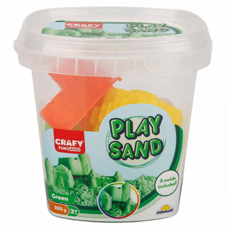 Jucarii 3-5 ani - CRAFY-Nisip kinetic Fun Sand 350 gr Verde si 3 unelte de modelat