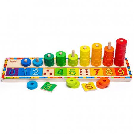 Játékok 0-2 éves korig - BigJigs Toys Numaratoare cu discuri colorate