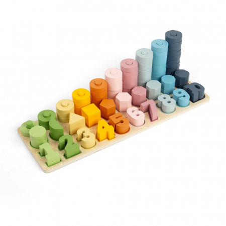 Oktató játékok - BIGJIGS Toys-Numaratoare cu discuri si forme geometrice