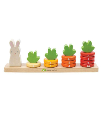 Oktató játékok - Numaratoarea morcovilor, din lemn premium - Counting Carrots - 16 piese - Tender Leaf Toys