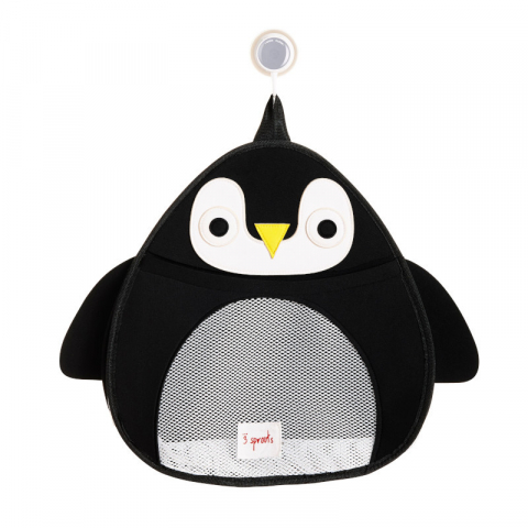 Jucarii 3-5 ani - 3 Sprouts-Organizator de baie pentru cosmetice si jucarii, Pinguin, 3 Sprouts