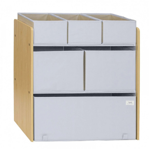 Gyerekszoba dekorációk - Organizator din material reciclat pentru jucarii, Gri, 3 Sprouts