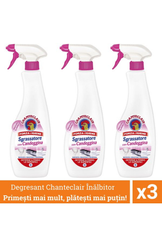 Tisztítószerek - Pachet promo 3 x Chanteclair Degresant Universal cu Inalbitor, Candeggina, Clor, Spray, 600 ml