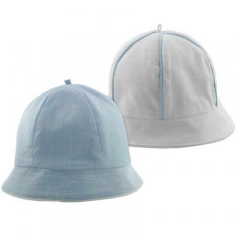 Jucarii 0-1 ani - Palarie reversibila bleu/alb din (9234), 6-9 luni, 75 cm