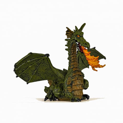 Jucarii 3-5 ani - Papo Figurina Dragon Verde Inaripat Cu Flacara