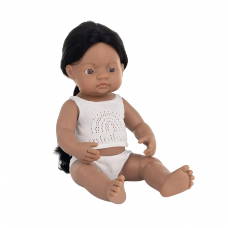 Oktató játékok - Miniland-Papusa 38 cm, baiat nativ american, cu corp parfumat