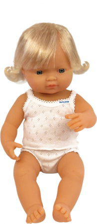 Jucarii 0-2 Ani - Miniland-Papusa-Baby-european-fata-Miniland-38-cm