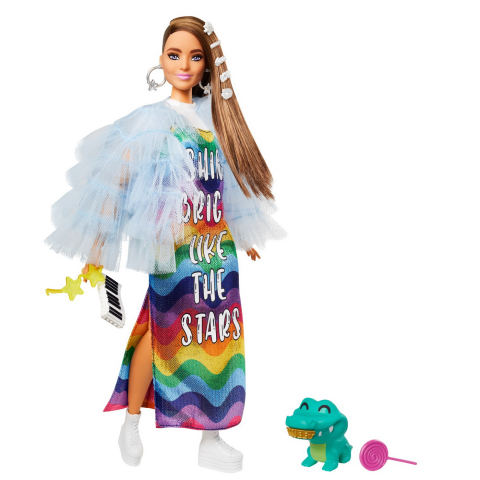 Mattel-Papusa Barbie Extra Style Rochie Curcubeu [1]