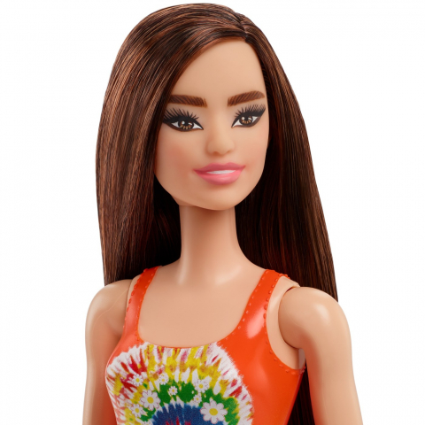 Papusa Barbie Satena Cu Costum De Baie Portocaliu [3]