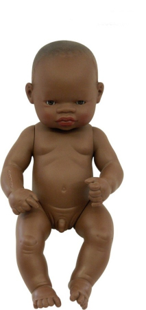 Jucarii 0-2 Ani - Miniland-Papusa-Bebelus-african-Baiat-32-cm-Miniland