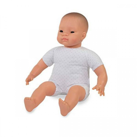 Ajándékok gyerekeknek - Miniland Papusa bebelus cu corp moale Asiatic 40 cm