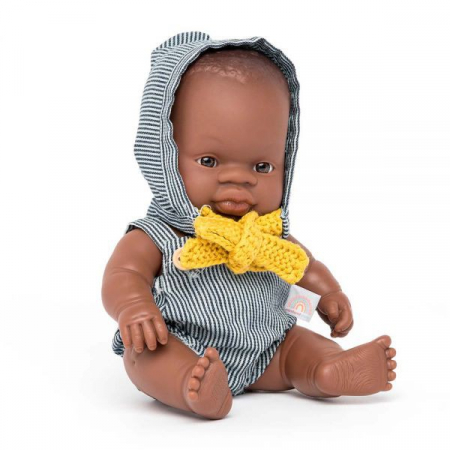 Oktató játékok és játékok - Miniland Papusa bebelus educativa 21 cm - Baiat african