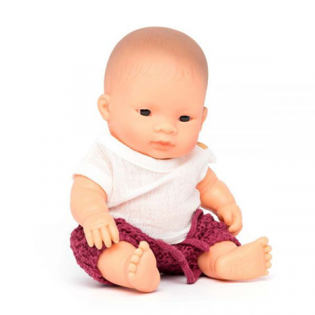 Jocuri si Jucarii Educative - Miniland Papusa bebelus educativa 21 cm - Baiat asiatic