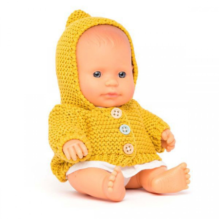 Ajándékok gyerekeknek - Miniland Papusa bebelus educativa 21 cm - Fetita caucaziana