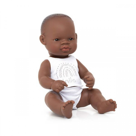 Mesemondás - Miniland-Papusa bebelus educativa 32 cm - Baiat african