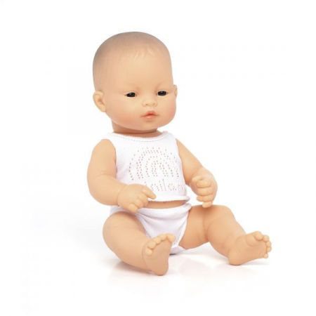 Jocuri si Jucarii Educative - Miniland Papusa bebelus educativa 32 cm - Baiat asiatic