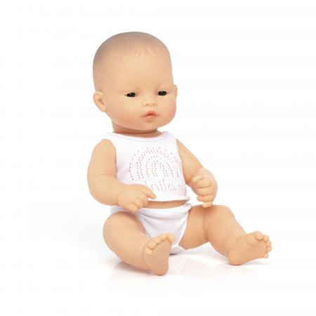 Jocuri si Jucarii Educative - Miniland Papusa bebelus educativa 32 cm - Fetita asiatica