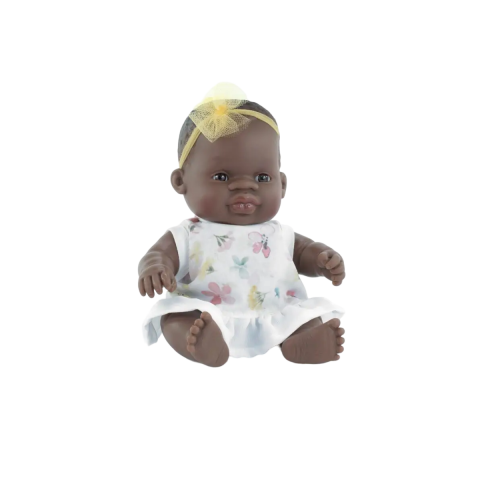 Cadouri botez - Papusa-bebelus-fetita-africana-21-cm-in-rochita,-corp-parfumat,-colectia-My-Friends-and-Me-Miniland