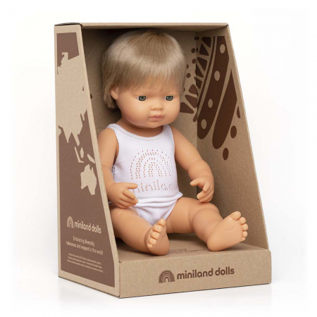 Miniland Papusa educativa 38 cm Baiat caucazian blond inchis [1]