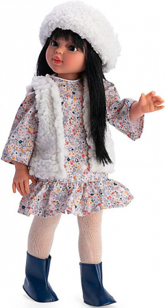 Jucarii educative - Asivil S.L.-Papusa Sabrina Bruneta cu Vesta si Caciulita Alba 40cm
