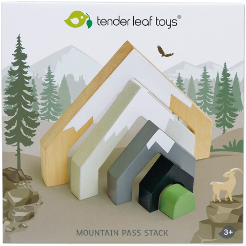 Oktató játékok - Pasaj de munte, din lemn premium - Mountain Pass Stack - 5 piese - Tender Leaf Toys